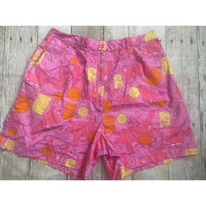 LILLY PULITZER Monkey Lanterns‎ Vintage White Label Shorts Size 6 Pink Yellow